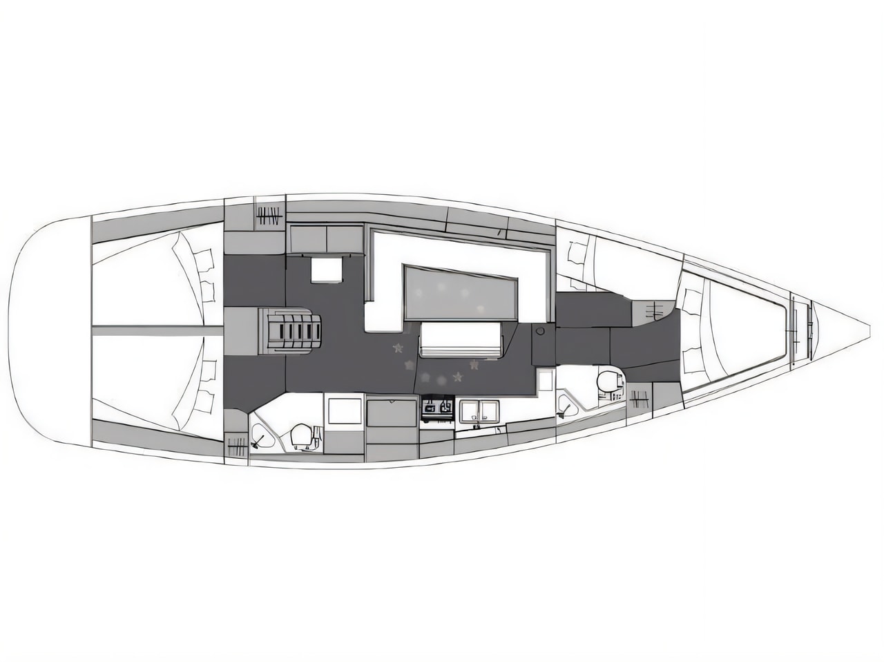 Interior of Elan Impression 45.1 sail boat with 4 cabins Croatia yacht charter