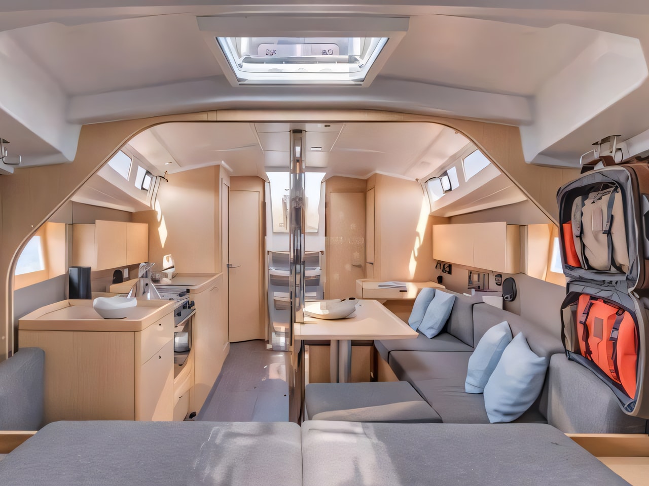 Layout of Oceanis 38.1 sail boat with 3 cabins Croatia yacht charter