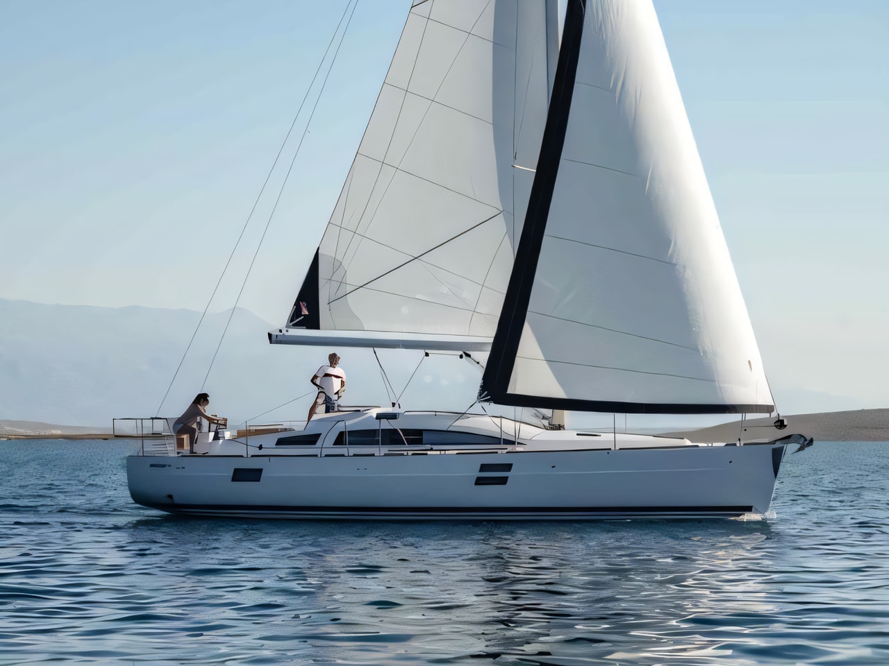 Exterior overview of Elan Impression 40.1 sail boat for charter from Kastela Gomilica Marina in the Split sailing area Croatia