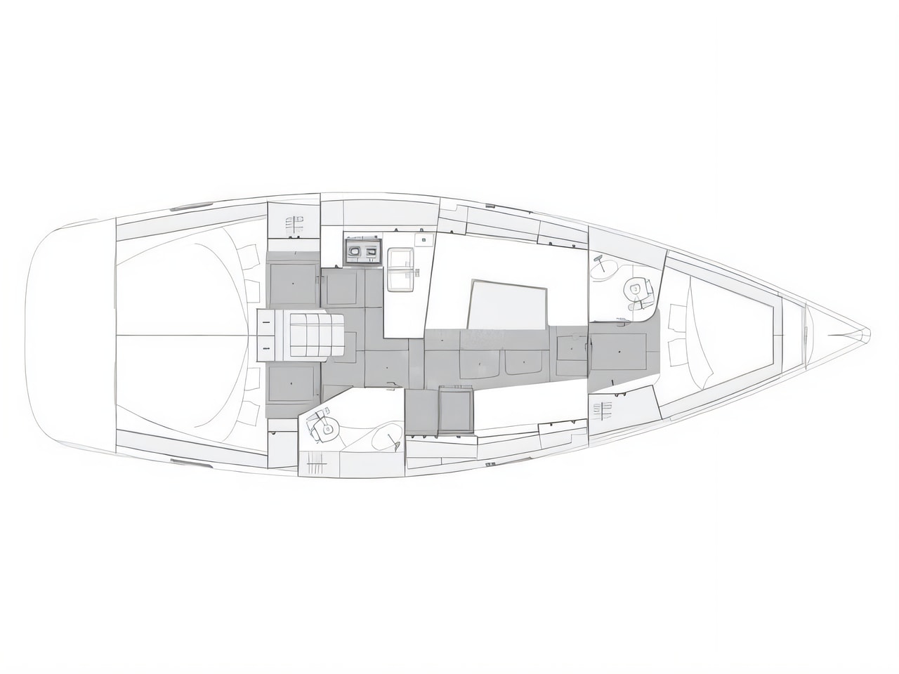 Interior of Elan Impression 40.1 sail boat with 3 cabins Croatia yacht charter