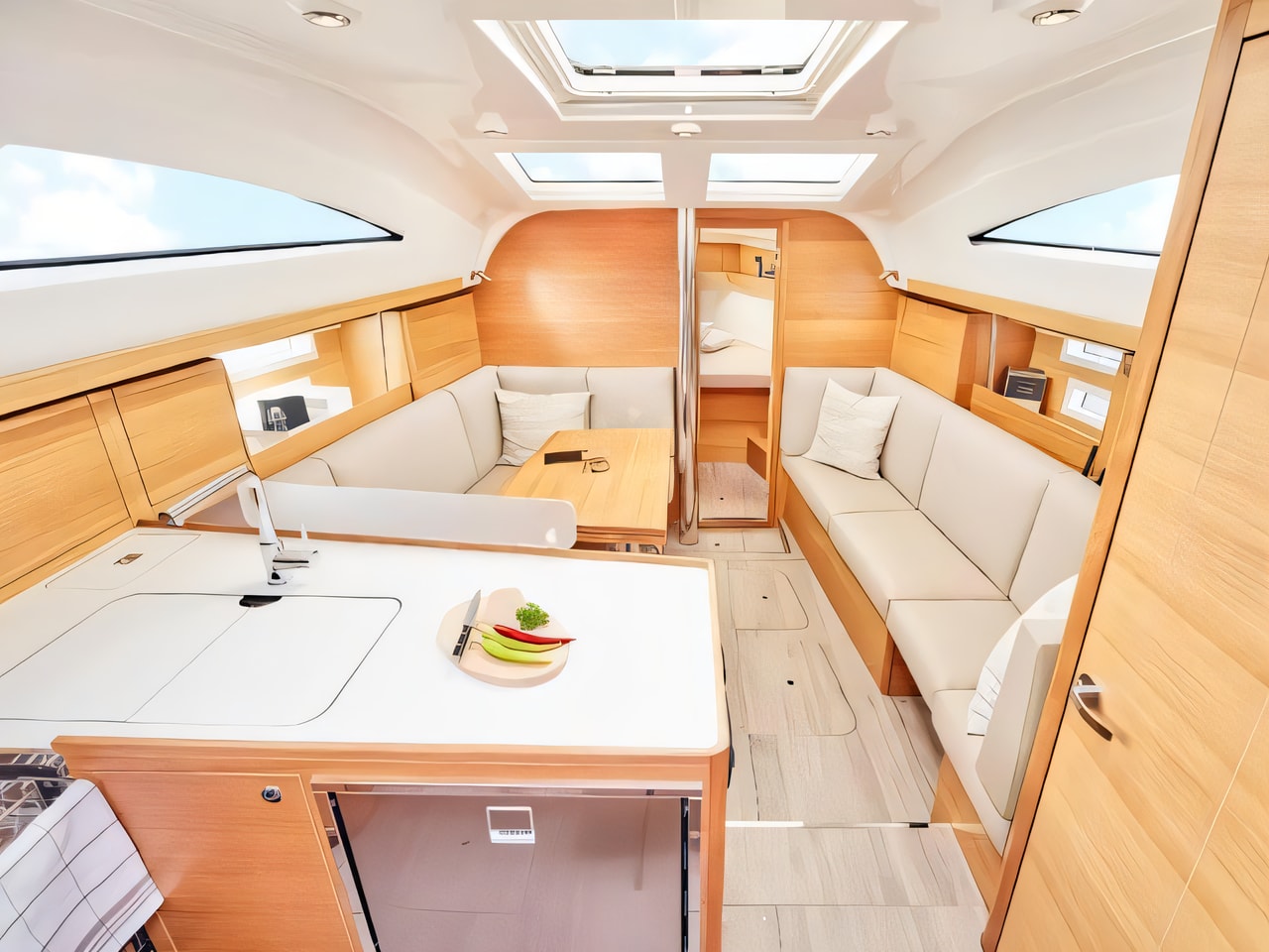 Layout of Elan Impression 40.1 sail boat with 3 cabins Croatia yacht charter