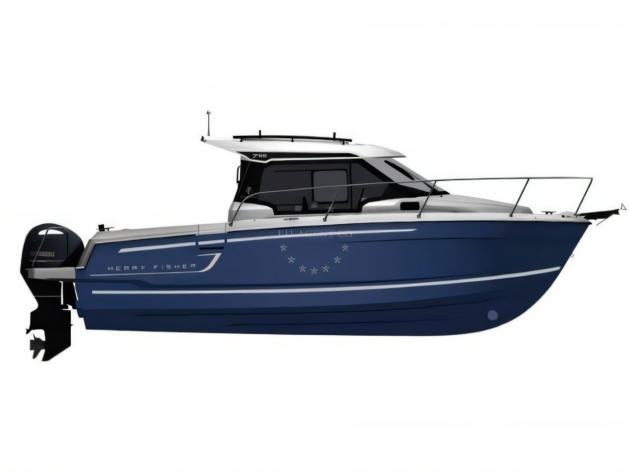 Exterior overview of Merry Fisher 795 motor boat for charter from Mali Losinj in the Istria / Kvarner sailing area Croatia
