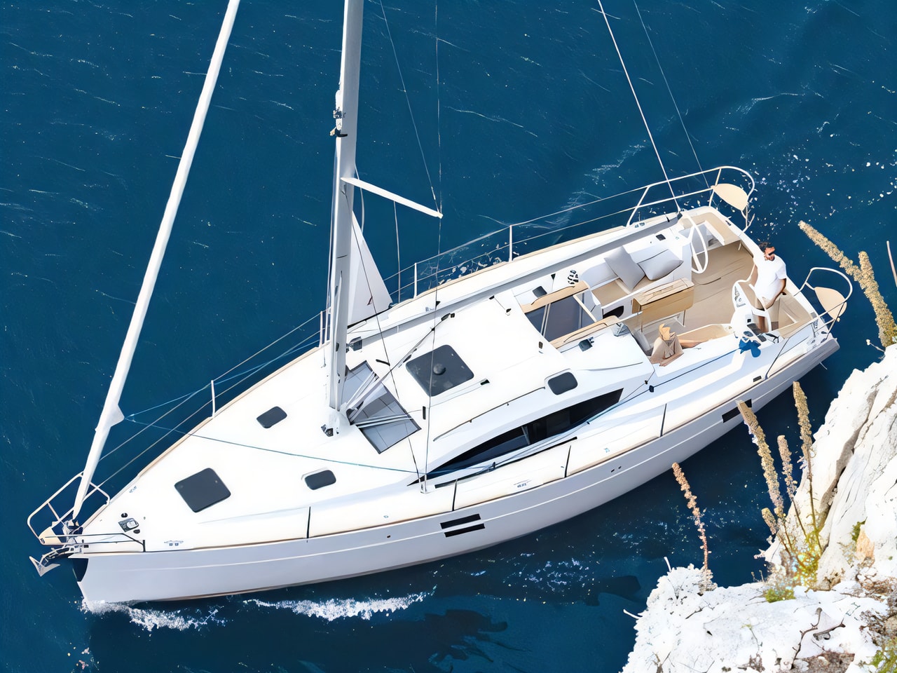 Exterior overview of Elan 40 Impression sail boat for charter from Pula Tehnomont Marina Veruda in the Istria / Kvarner sailing area Croatia