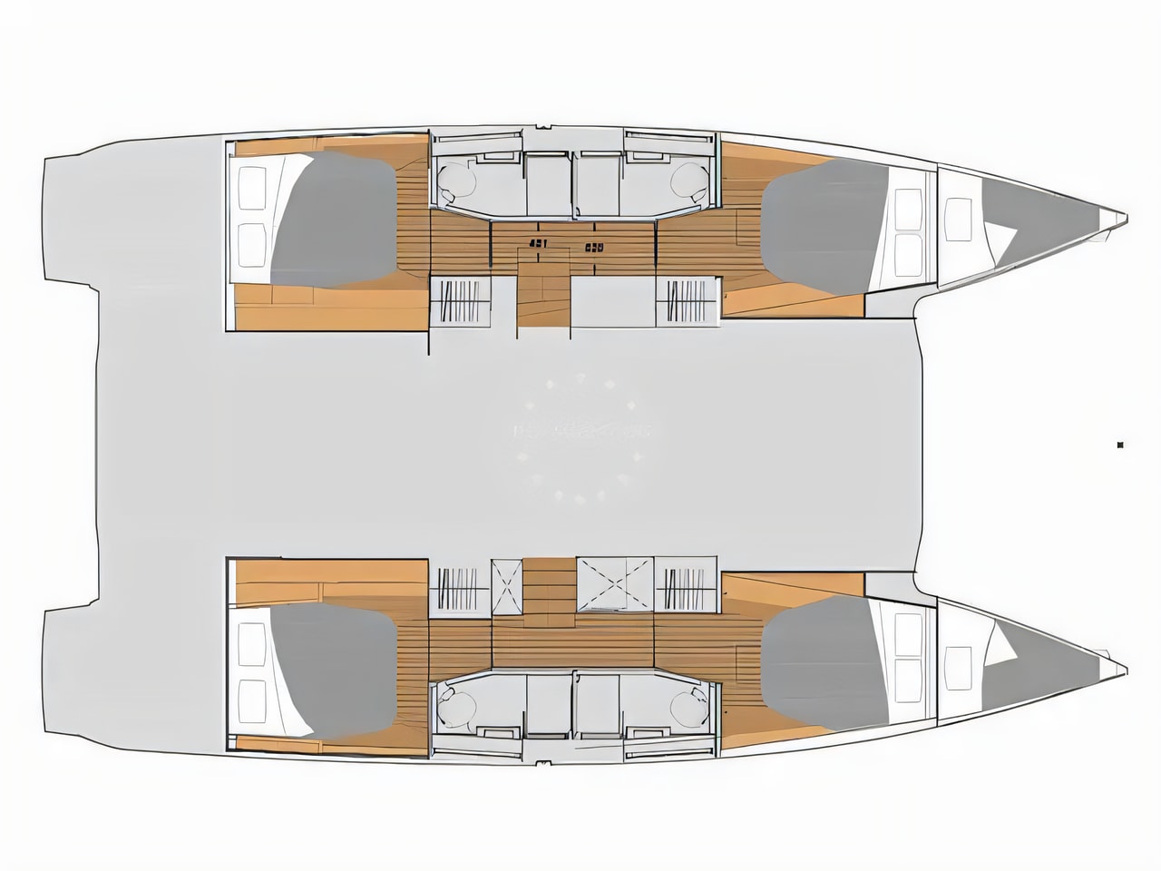 Interior of Fountaine Pajot Elba 45 catamaran with 6 cabins Croatia yacht charter
