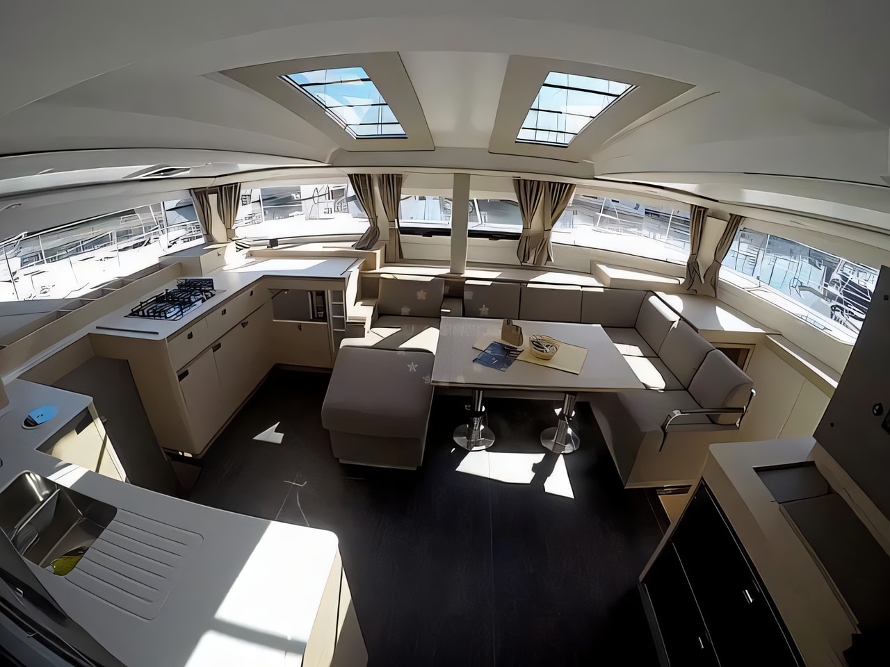 Layout of Fountaine Pajot Elba 45 catamaran with 6 cabins Croatia yacht charter