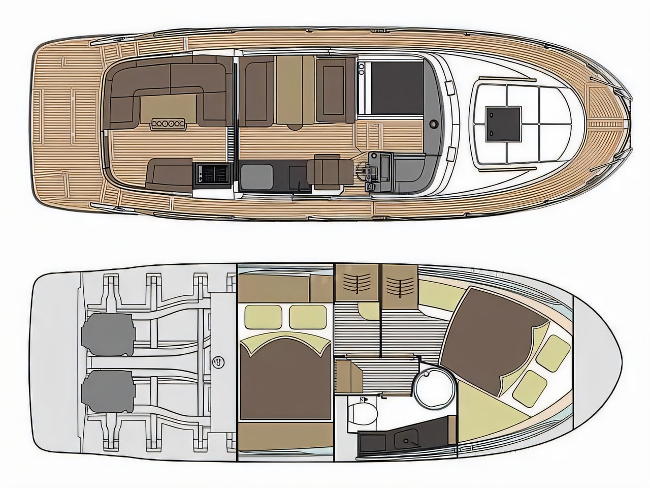 Interior of Marex 330 SCA motor boat with 2 cabins Croatia yacht charter