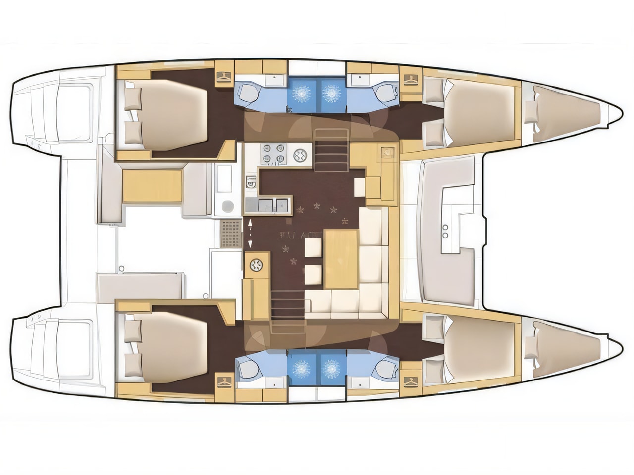 Interior of Lagoon 450 catamaran with 6 cabins Croatia yacht charter