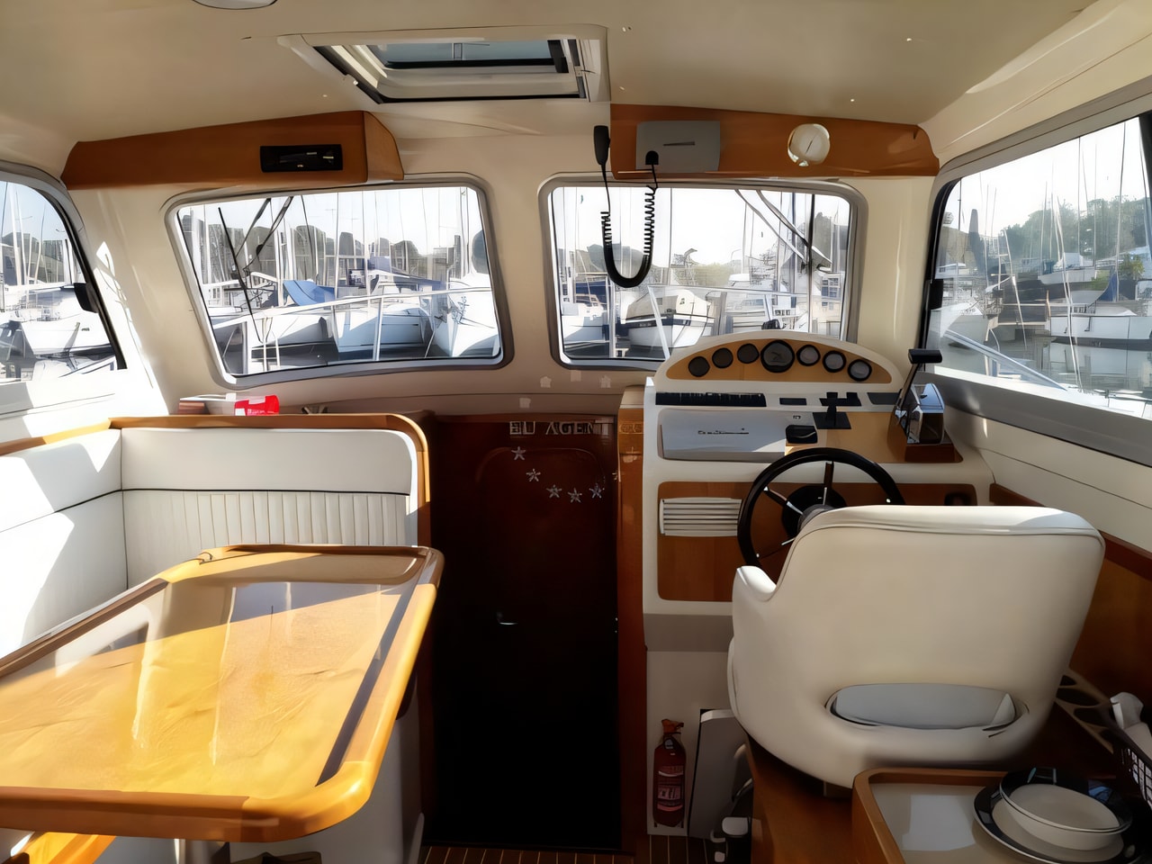 Layout of Damor 980 Fjera motor boat with 2 cabins Croatia yacht charter