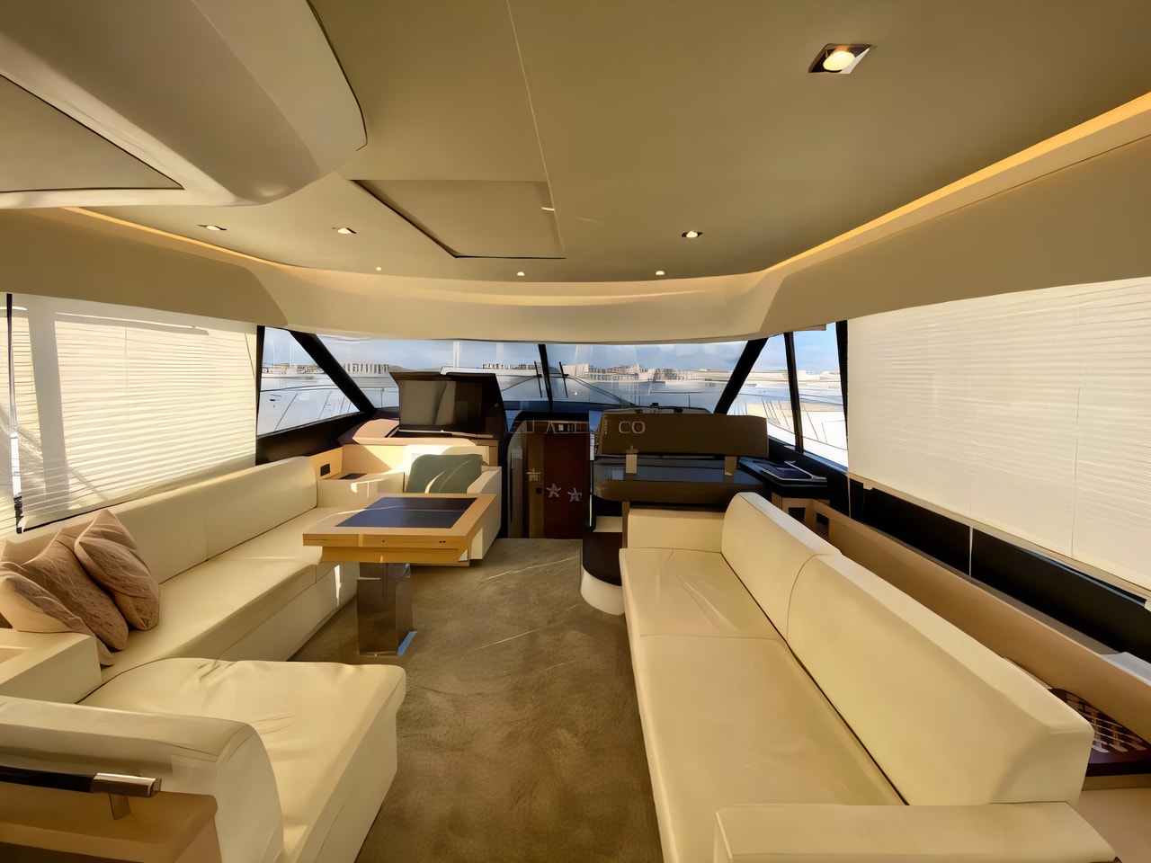 Interior of Prestige 550 Fly motoryacht with 3 cabins Croatia yacht charter