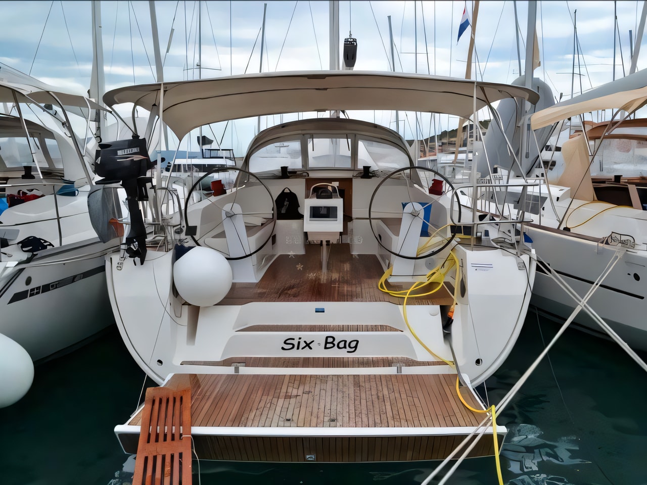 Exterior overview of Bavaria Cruiser 46 sail boat for charter from Zadar Marina Zadar in the Zadar sailing area Croatia