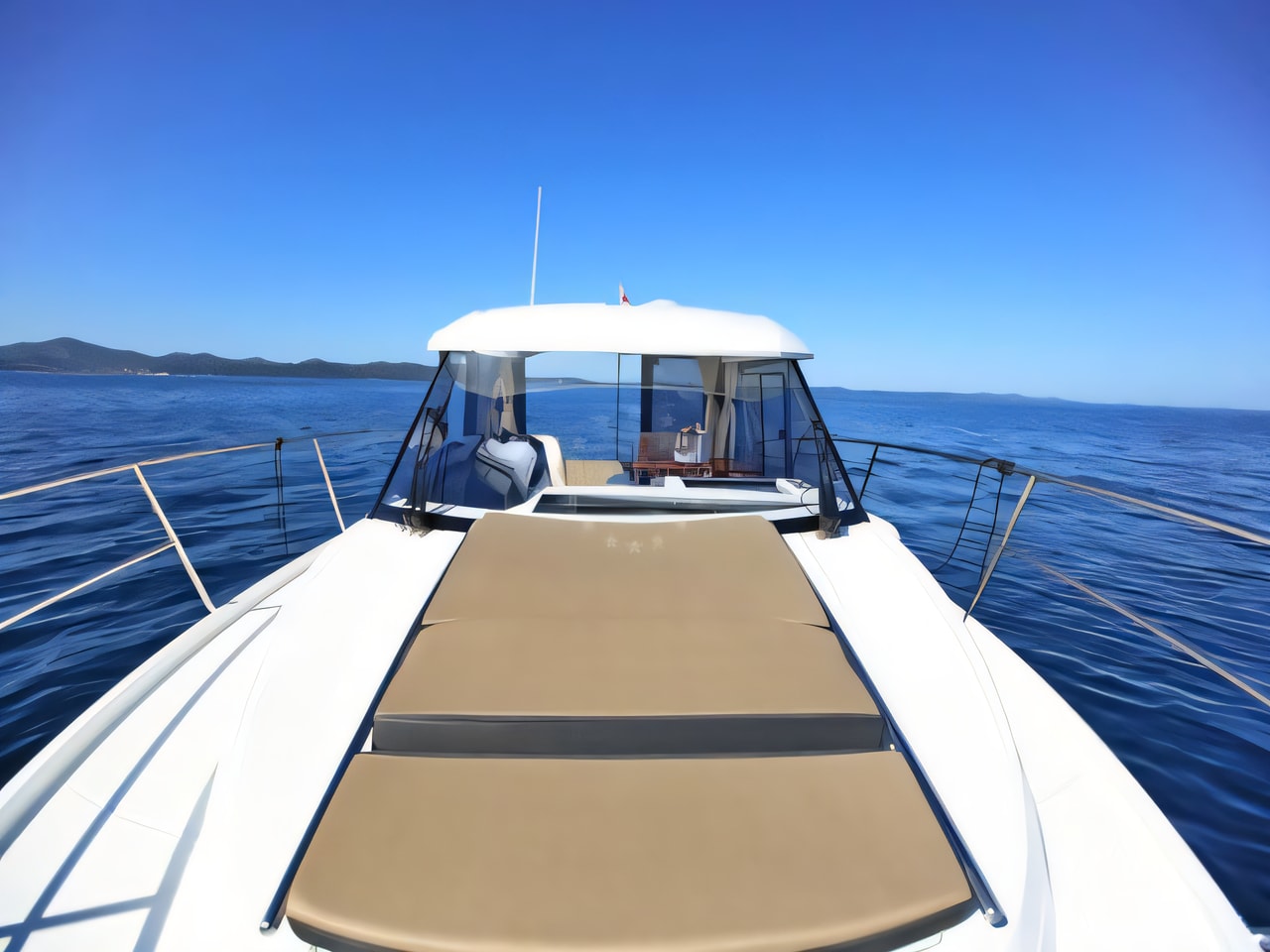 Exterior overview of Merry Fisher 895 motor boat for charter from Zadar Marina Borik in the Zadar sailing area Croatia