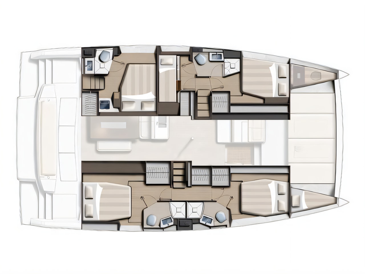 Interior of Bali 4.6 catamaran with 6 cabins Croatia yacht charter