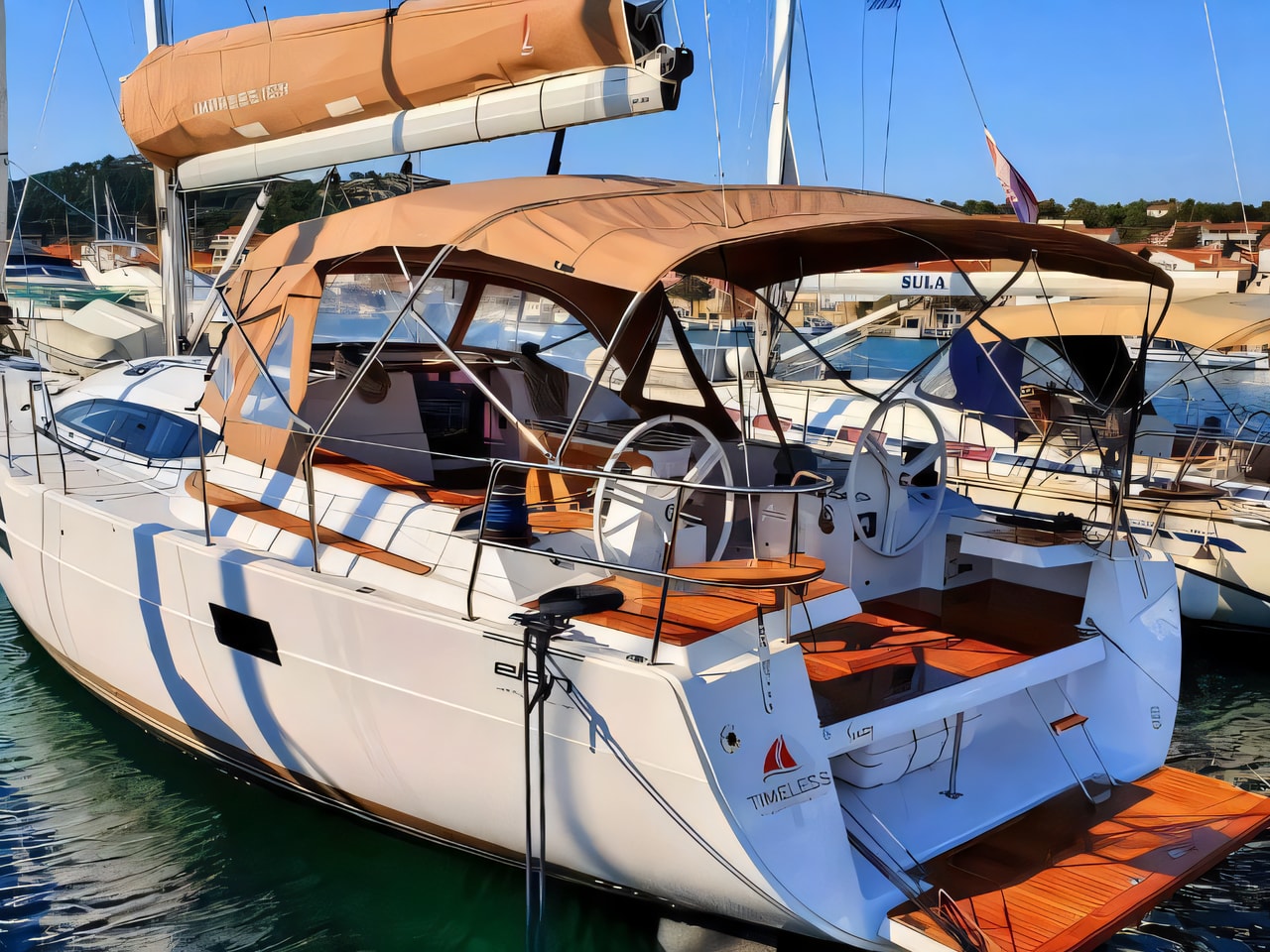 Exterior overview of Elan 50 Impression sail boat for charter from Biograd Kornati in the Zadar sailing area Croatia