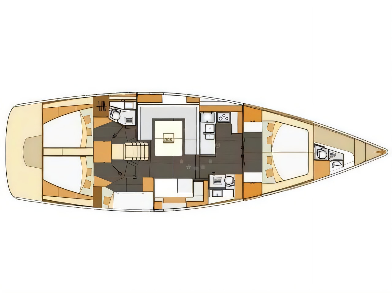 Interior of Elan 50 Impression sail boat with 5 cabins Croatia yacht charter