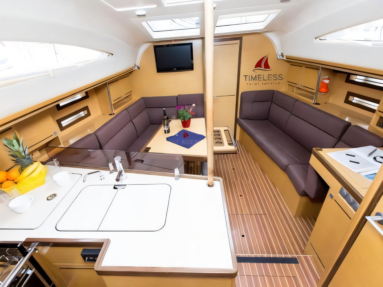 Layout of Elan 394 impression sail boat with 3 cabins Croatia yacht charter