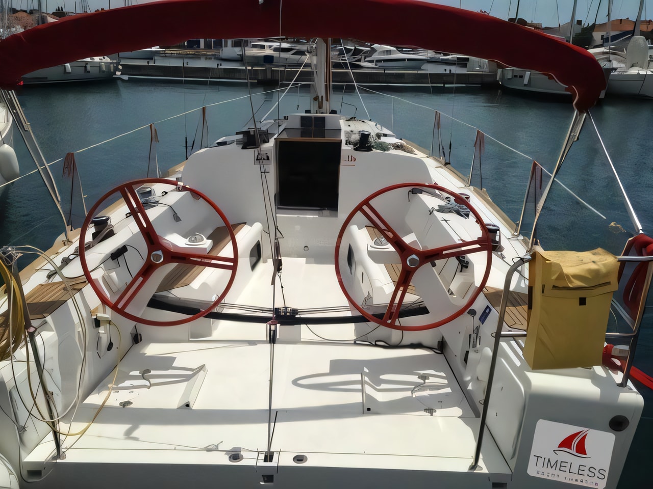 Exterior overview of Elan 350 sail boat for charter from Biograd Kornati in the Zadar sailing area Croatia