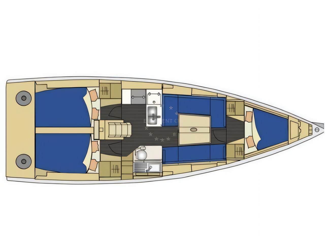 Interior of Elan 350 sail boat with 3 cabins Croatia yacht charter
