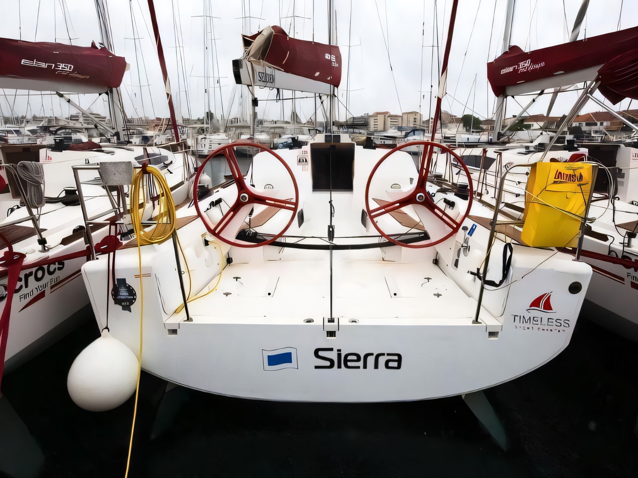 Exterior overview of Elan 350 sail boat for charter from Biograd Kornati in the Zadar sailing area Croatia