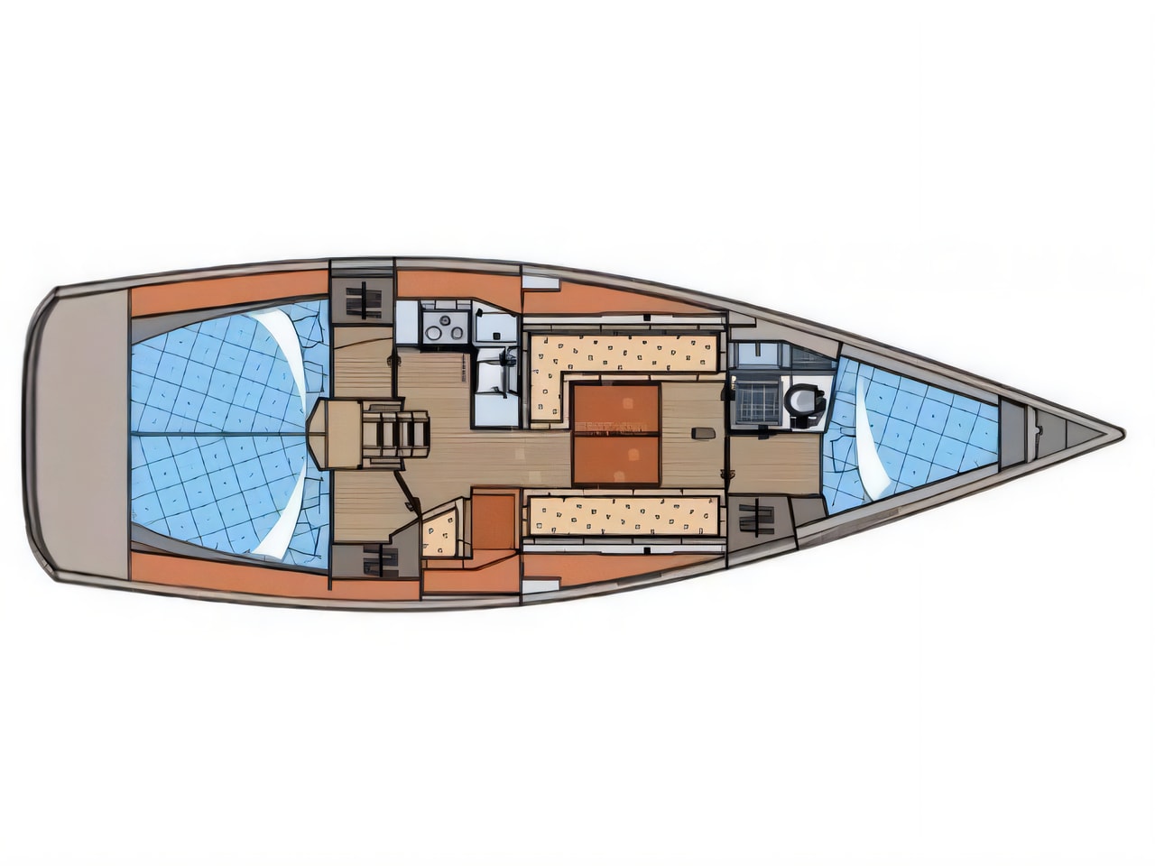 Interior of Elan 350 sail boat with 3 cabins Croatia yacht charter