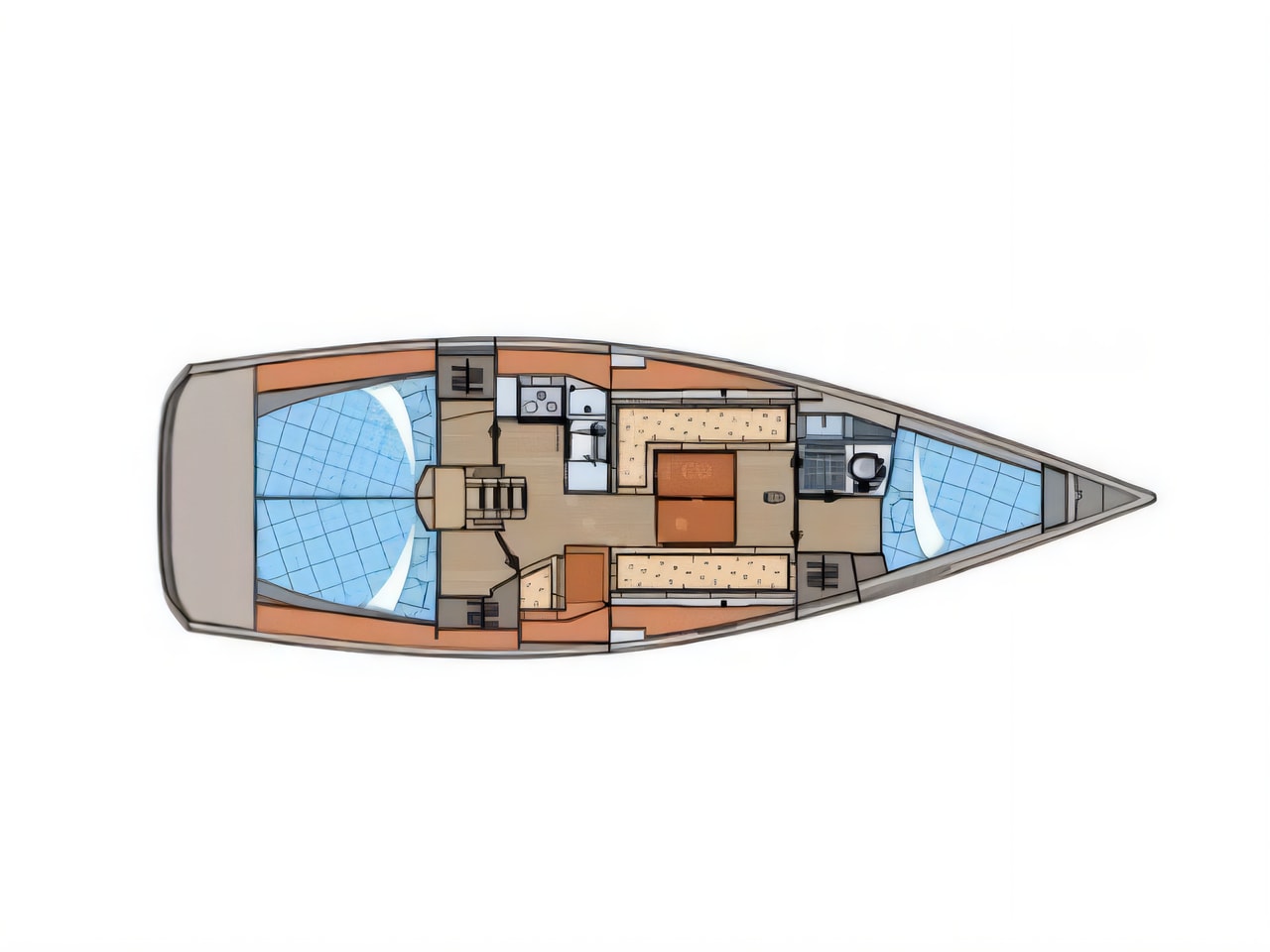 Interior of Elan 350 sail boat with 3 cabins Croatia yacht charter