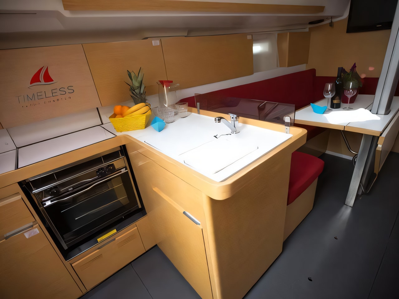 Layout of Elan 350 sail boat with 3 cabins Croatia yacht charter