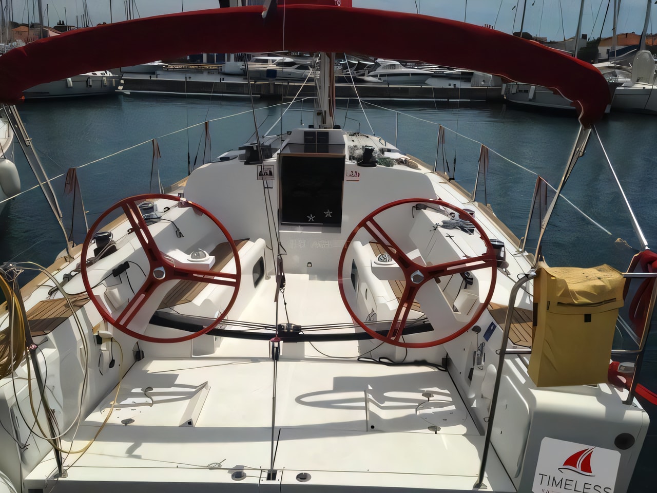 Exterior overview of Elan 350 sail boat for charter from Biograd Kornati in the Zadar sailing area Croatia
