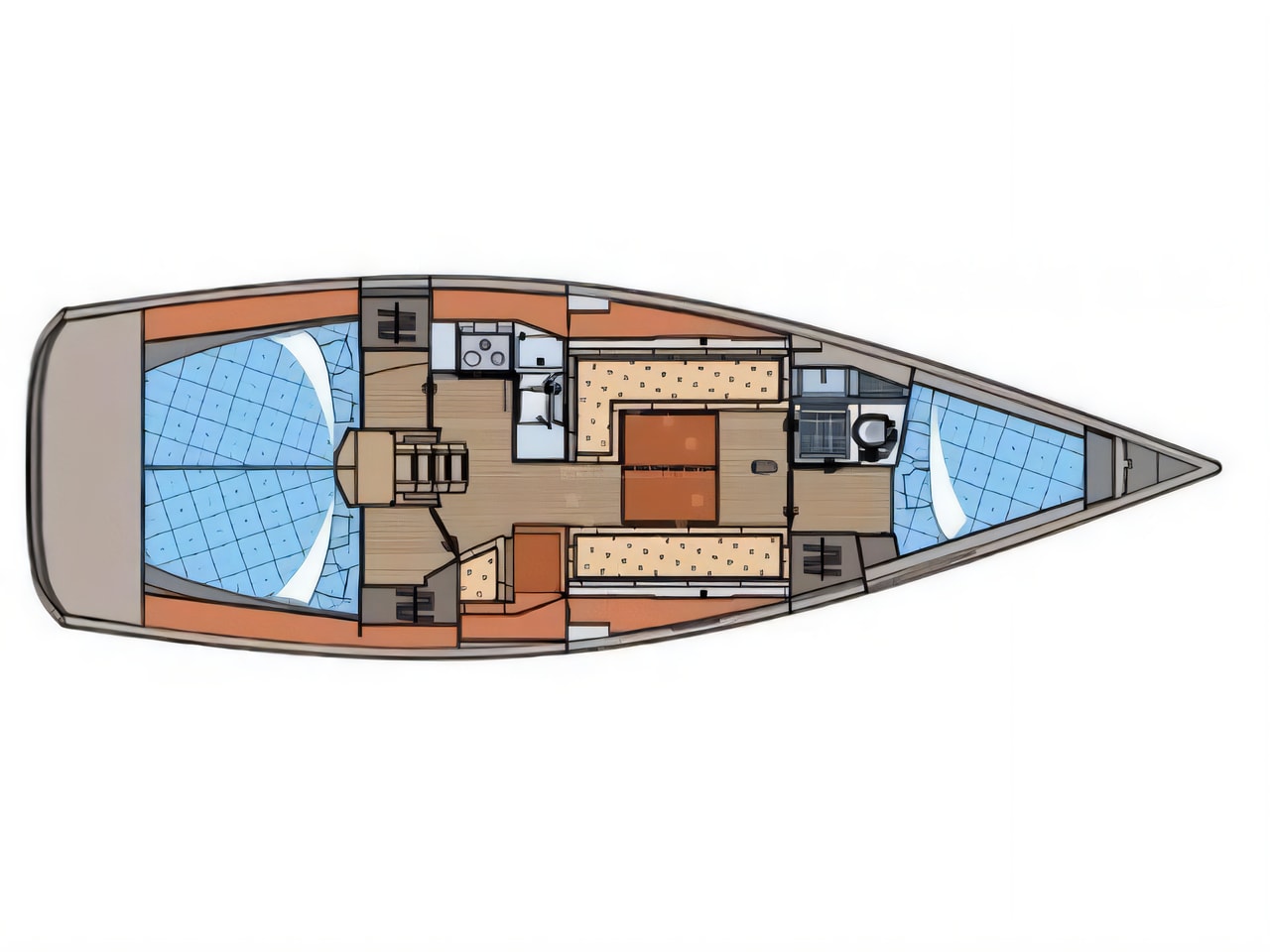 Interior of Elan 350 sail boat with 3 cabins Croatia yacht charter