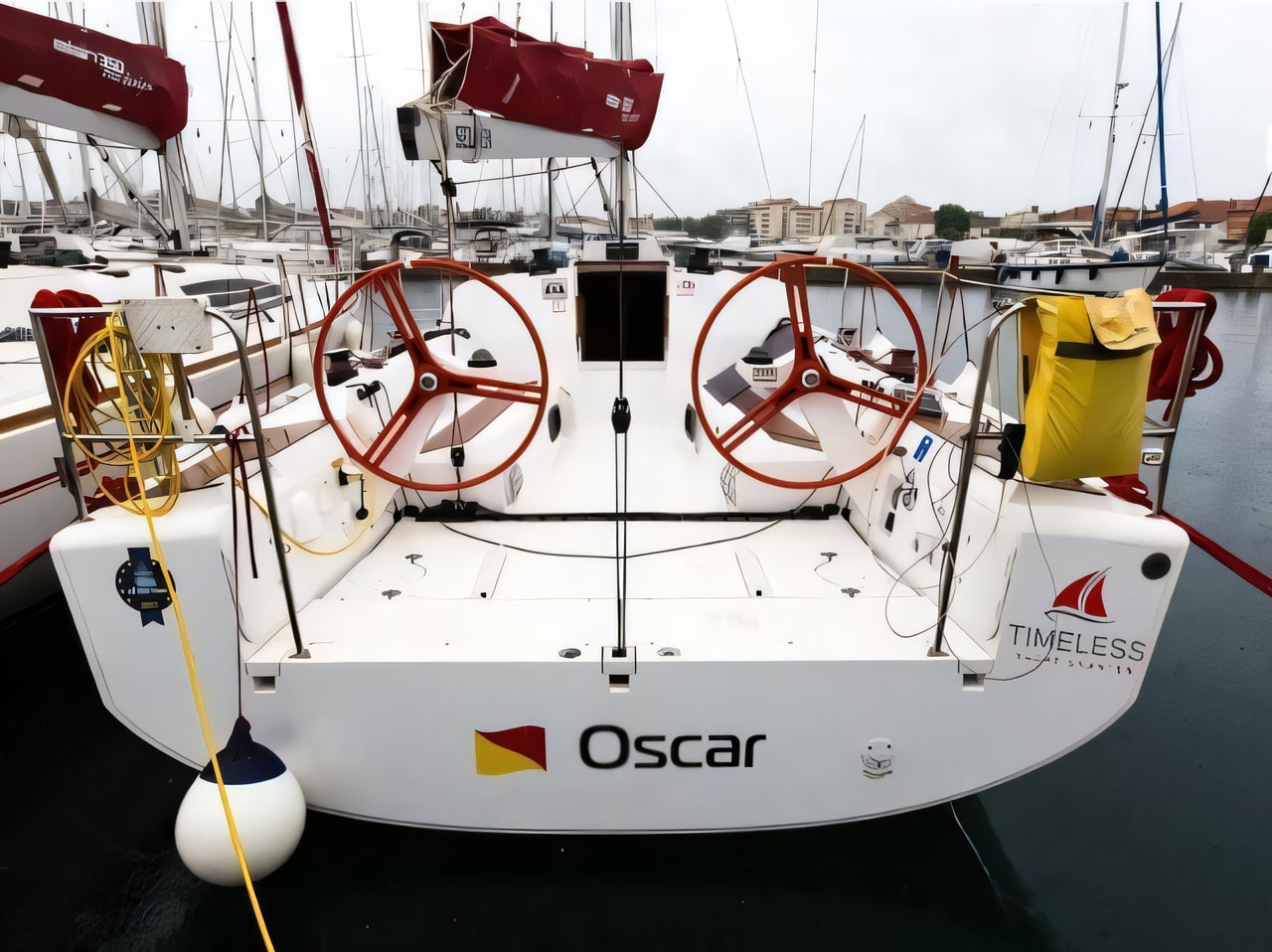 Exterior overview of Elan 350 sail boat for charter from Biograd Kornati in the Zadar sailing area Croatia