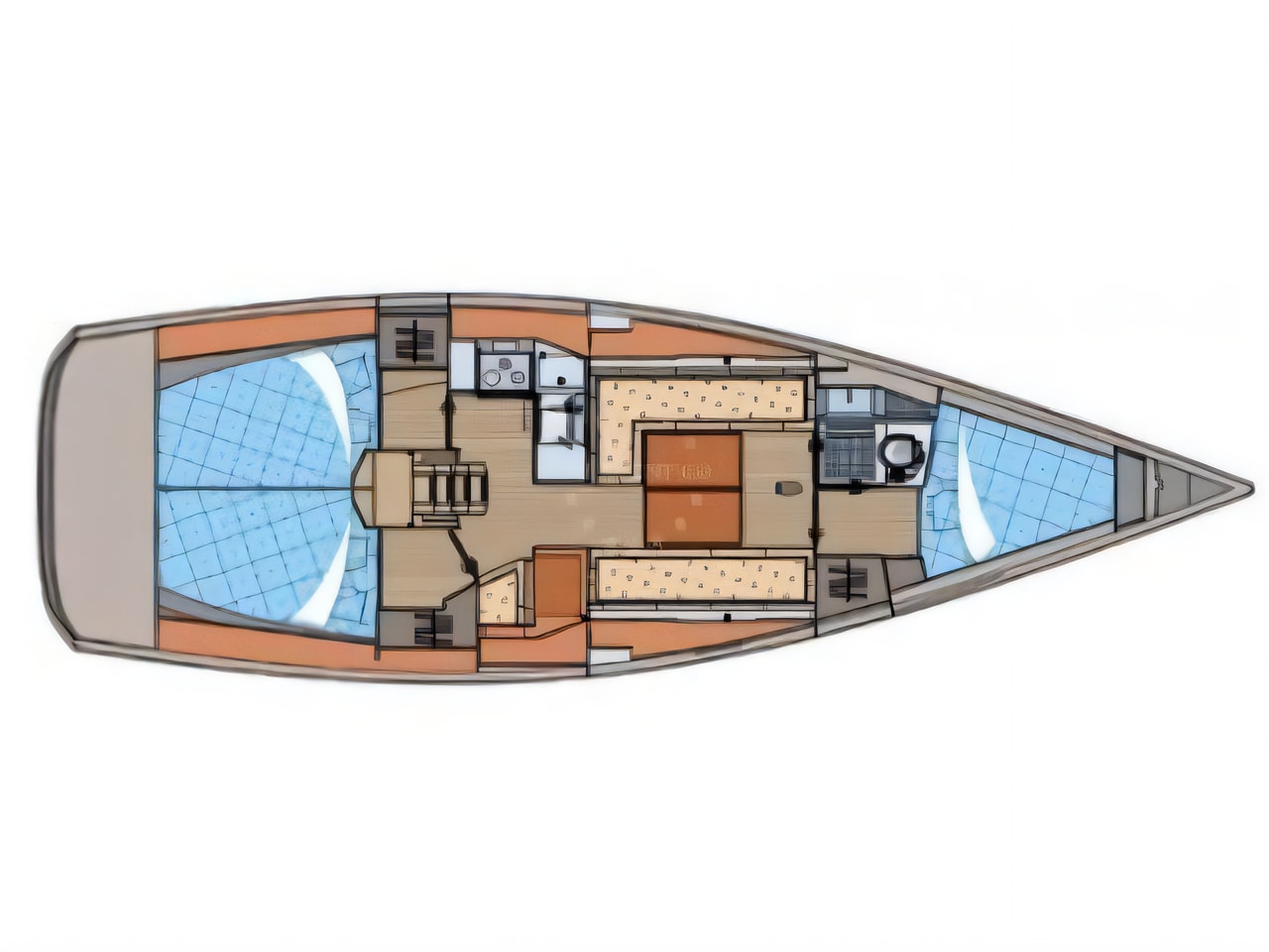Interior of Elan 350 sail boat with 3 cabins Croatia yacht charter
