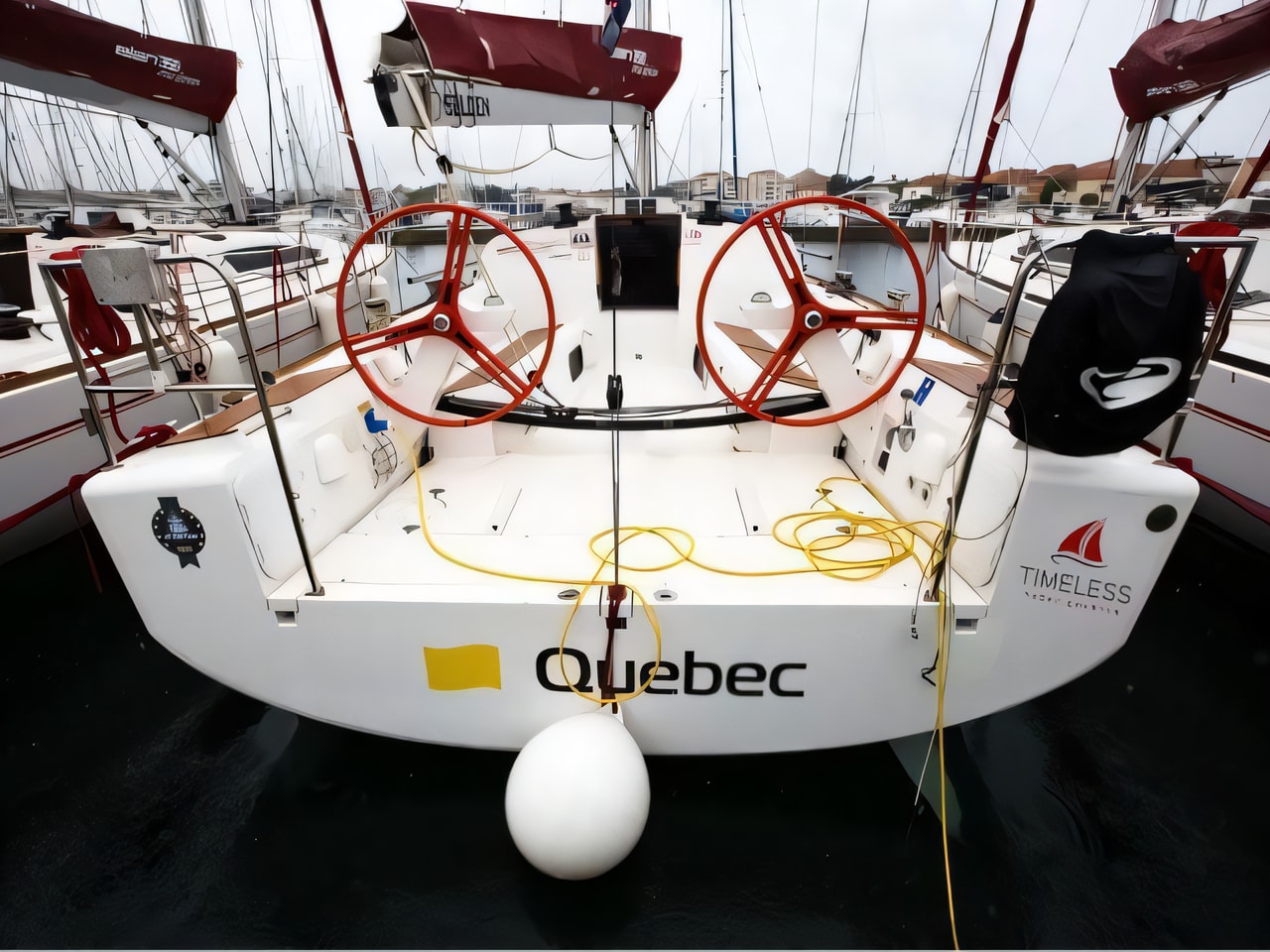 Exterior overview of Elan 350 sail boat for charter from Biograd Kornati in the Zadar sailing area Croatia