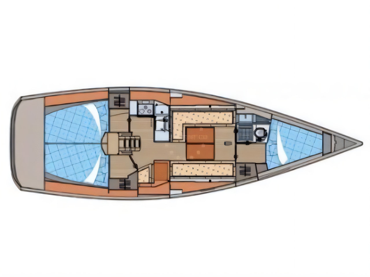 Interior of Elan 350 sail boat with 3 cabins Croatia yacht charter