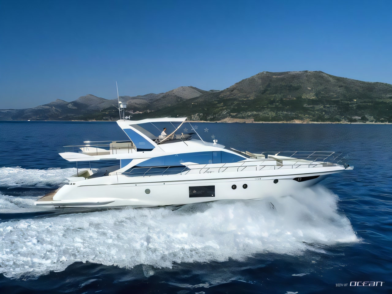 Exterior overview of Azimut 66 Fly motoryacht for charter from Podstrana Marina Lav in the Split sailing area Croatia