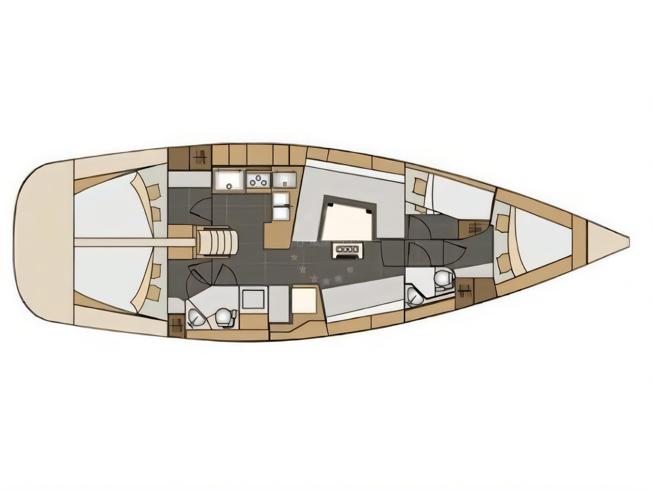 Interior of Elan Impression 45 sail boat with 4 cabins Croatia yacht charter