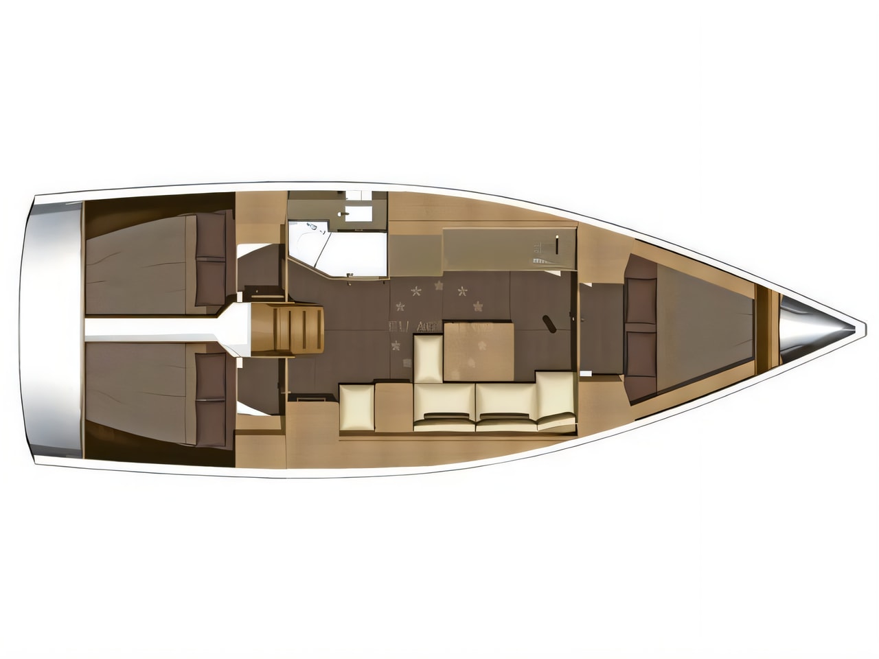 Interior of Dufour 382 sail boat with 3 cabins Croatia yacht charter
