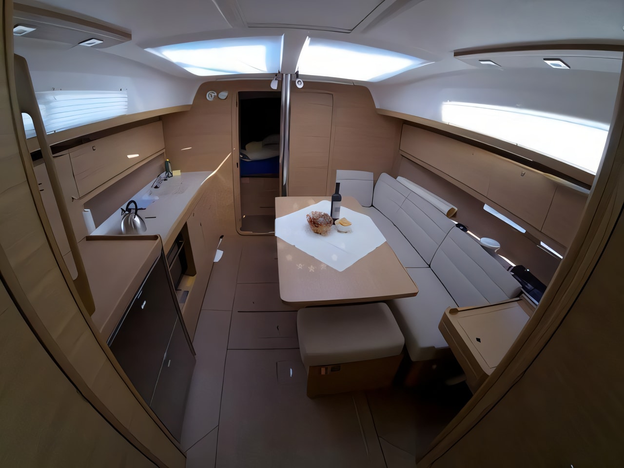 Layout of Dufour 382 sail boat with 3 cabins Croatia yacht charter