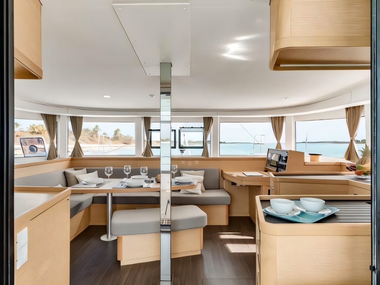 Layout of Lagoon 42 catamaran with 6 cabins Croatia yacht charter