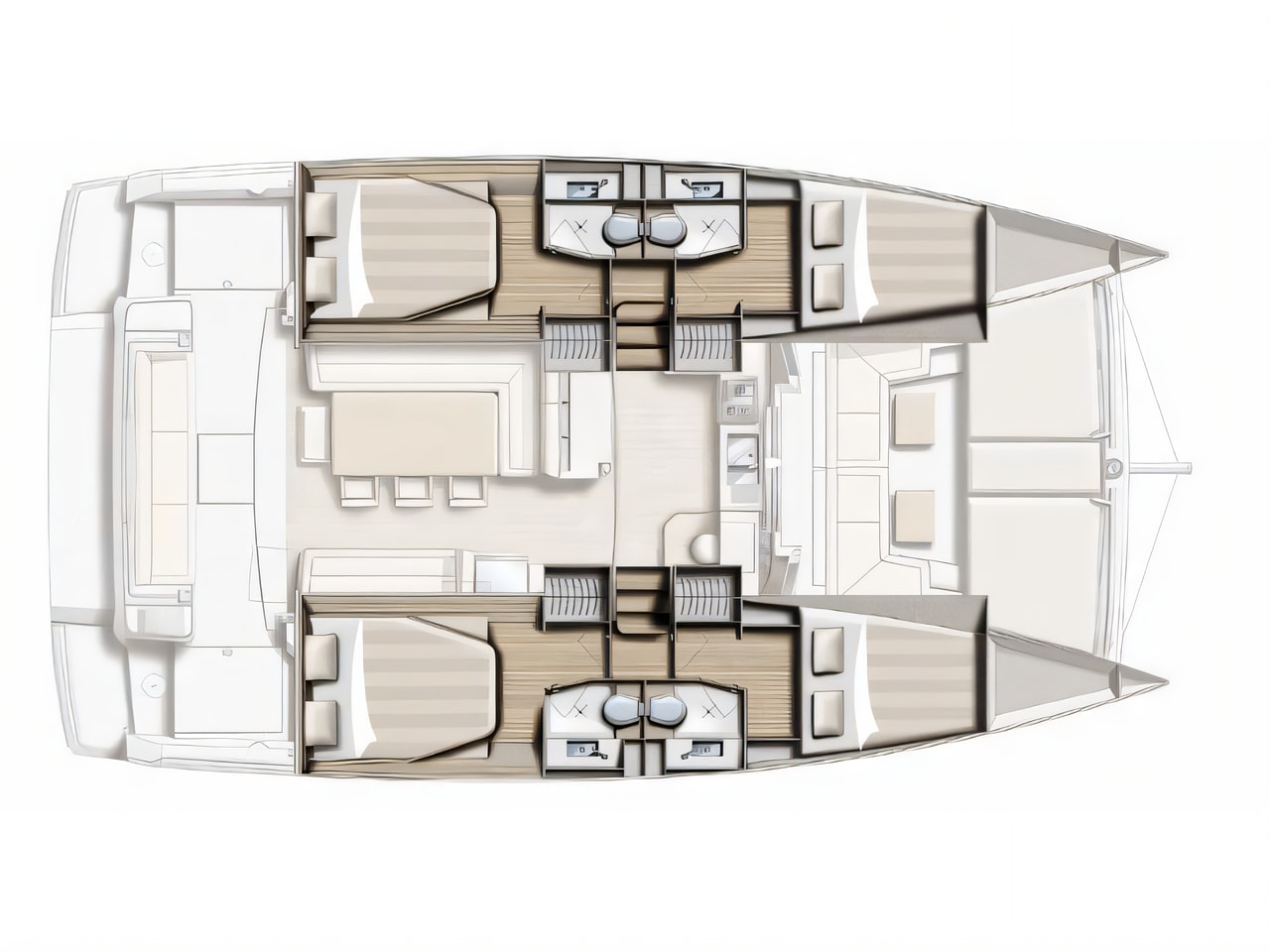 Interior of Bali 4.1 catamaran with 4 cabins Croatia yacht charter