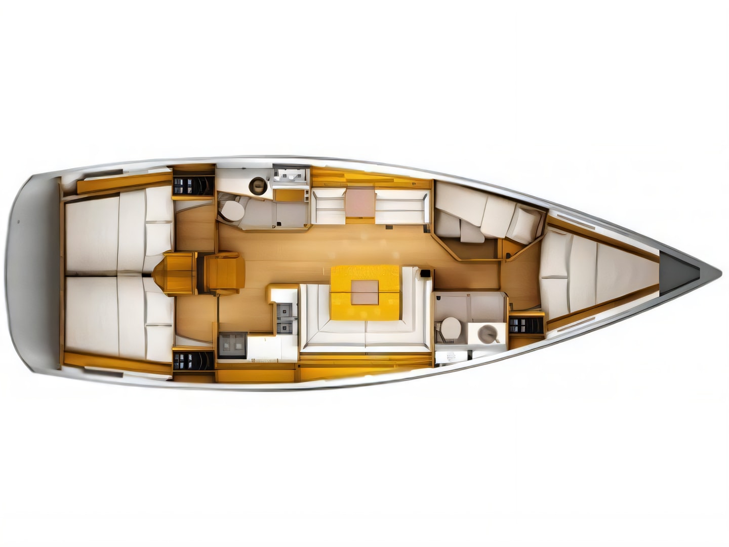 Layout of Sun Odyssey 449 sail boat with 4 cabins Croatia yacht charter