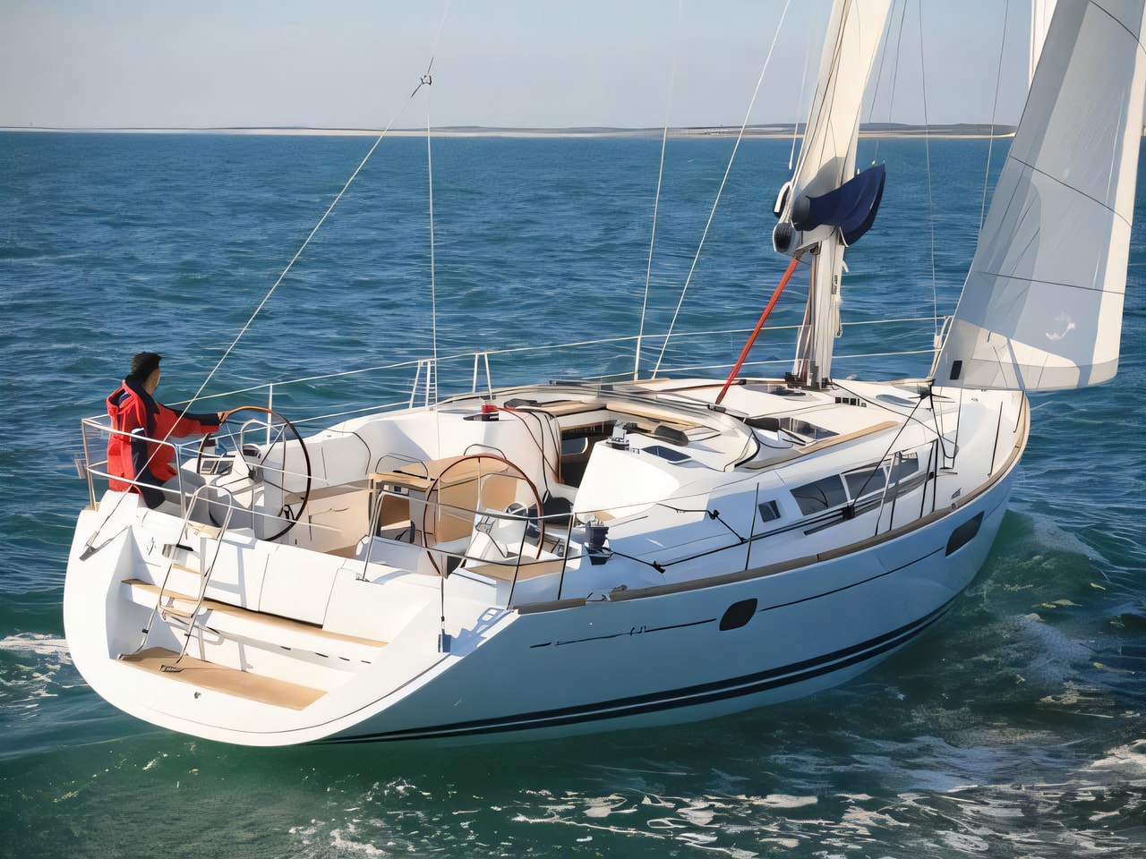 Exterior overview of Sun Odyssey 44 i sail boat for charter from Pula Tehnomont Marina Veruda in the Istria / Kvarner sailing area Croatia