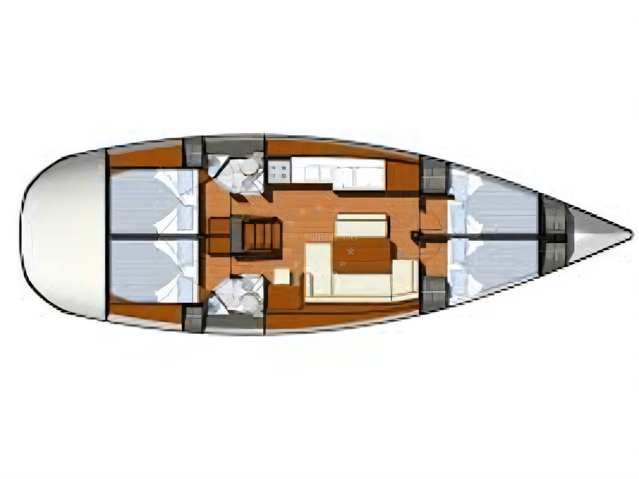 Interior of Sun Odyssey 44 i sail boat with 4 cabins Croatia yacht charter
