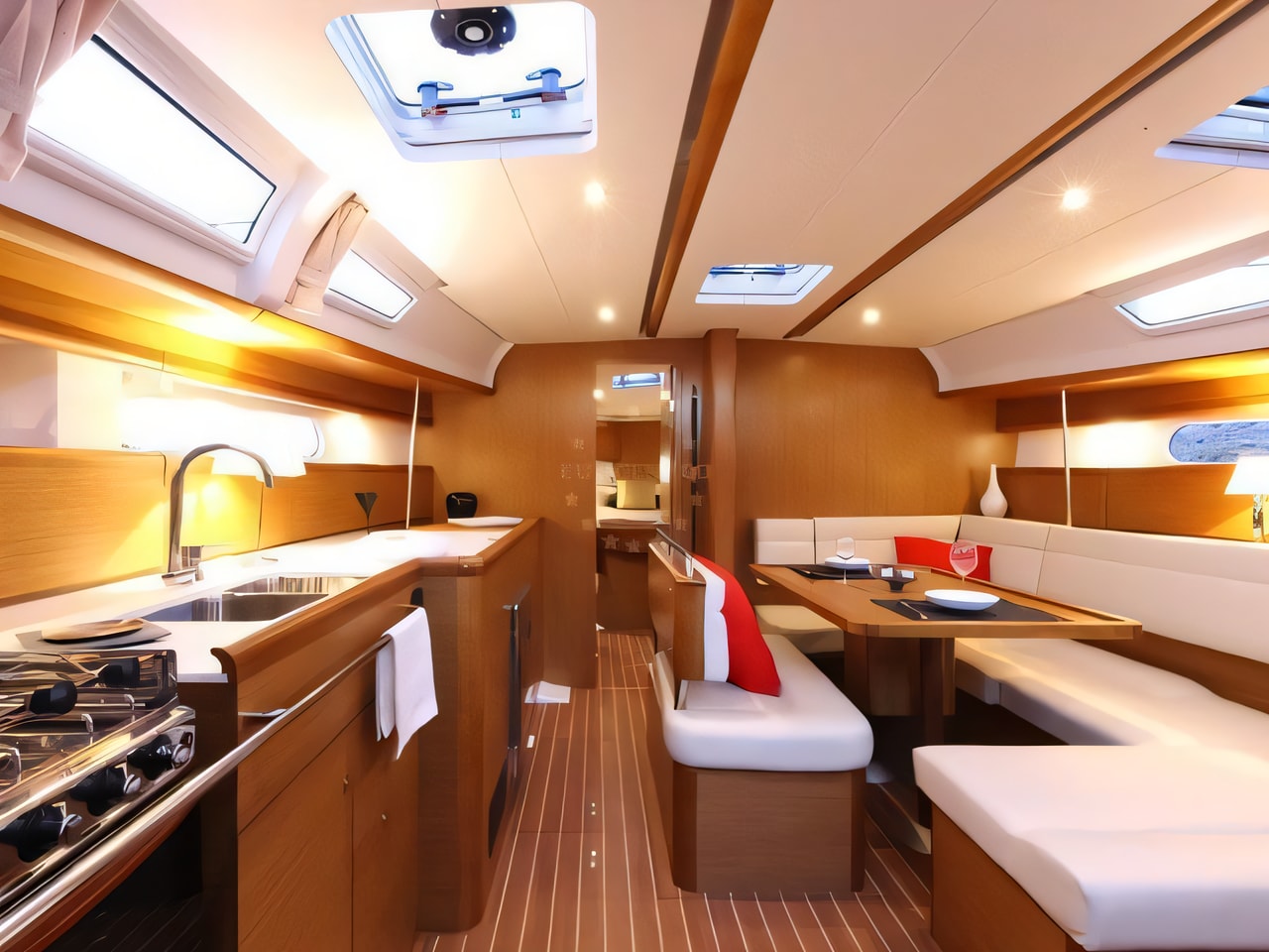 Layout of Sun Odyssey 44 i sail boat with 4 cabins Croatia yacht charter