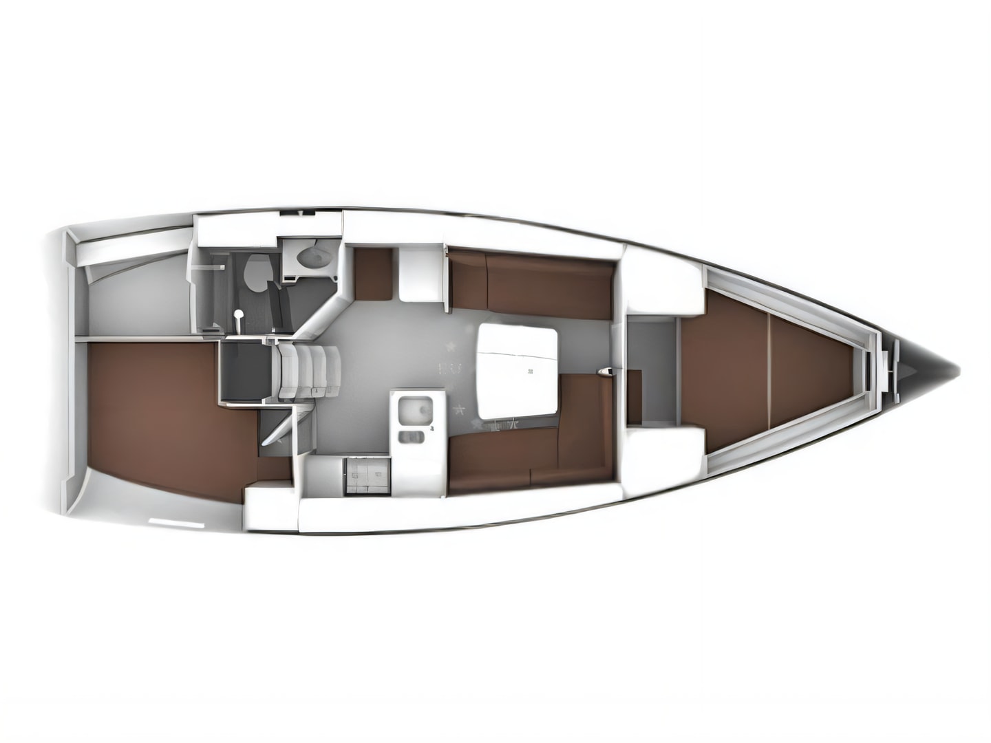 Layout of Bavaria Cruiser 37 sail boat with 2 cabins Croatia yacht charter