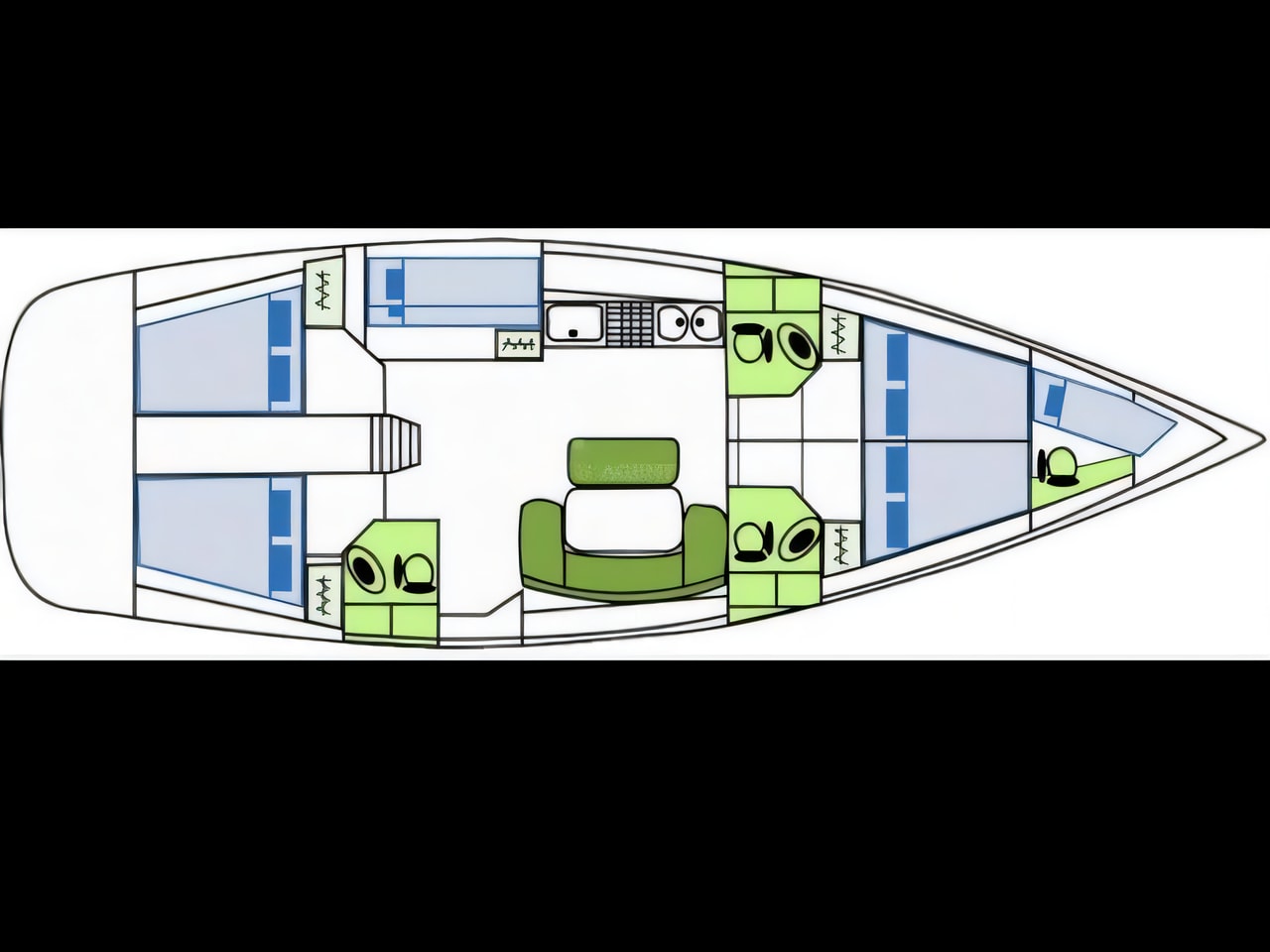 Interior of Cyclades 50.5 sail boat with 6 cabins Croatia yacht charter