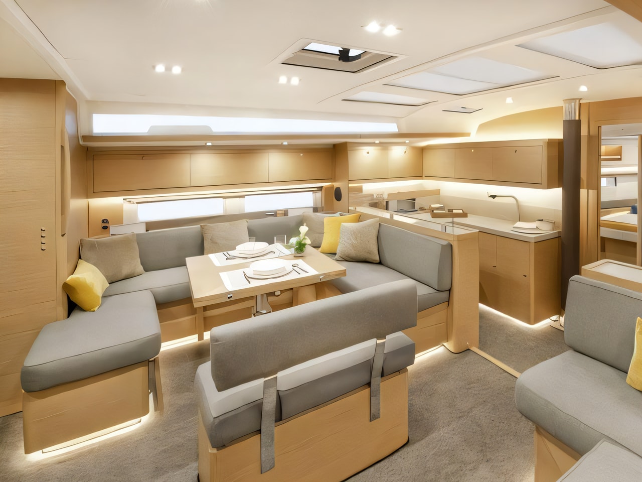 Layout of Dufour 530 sail boat with 7 cabins Croatia yacht charter