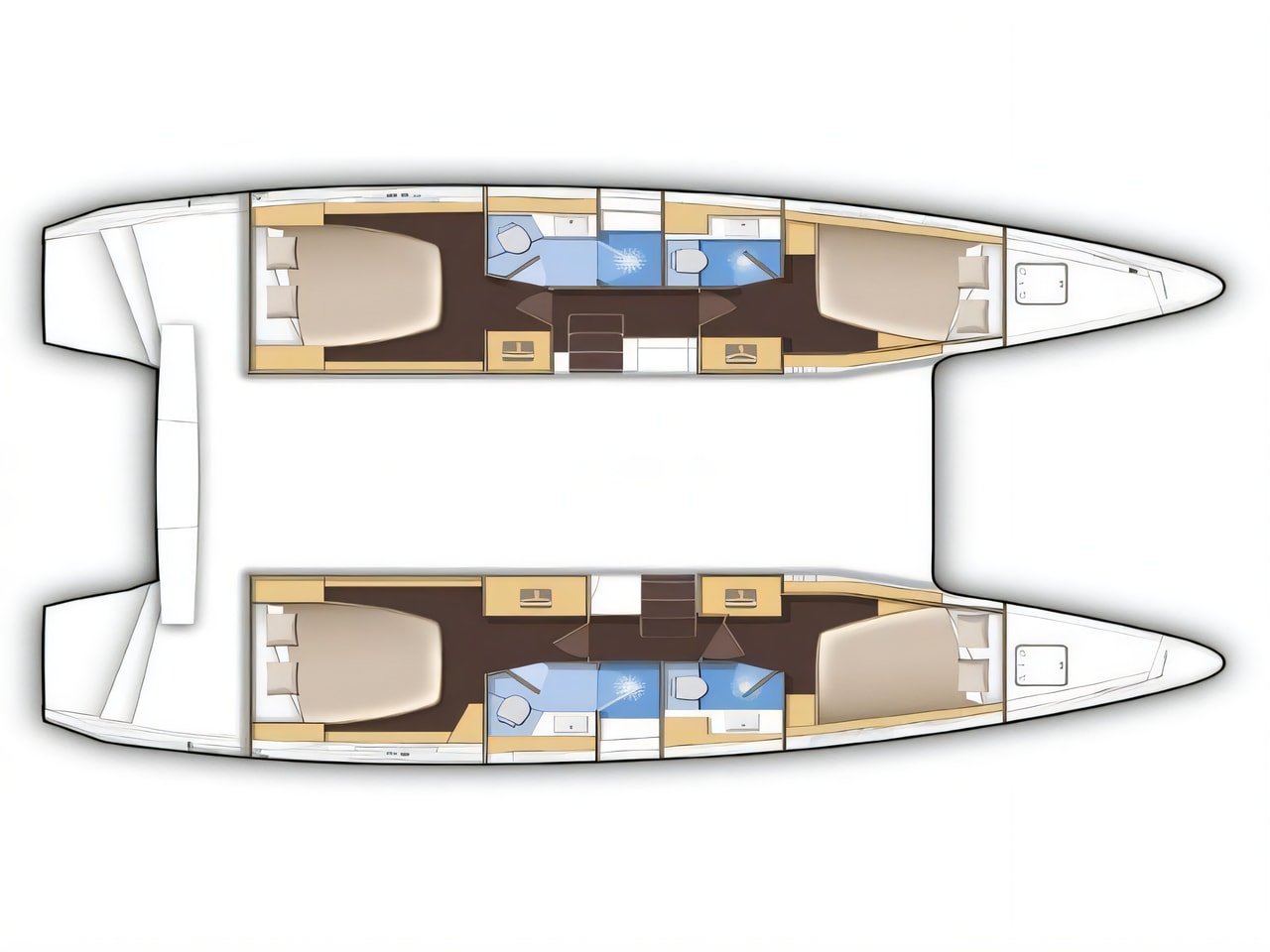 Interior of Lagoon 42 catamaran with 6 cabins Croatia yacht charter