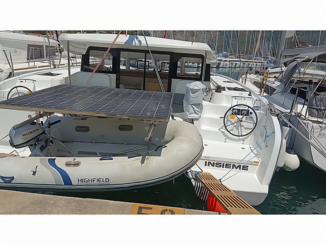 Exterior overview of Excess 11 catamaran for charter from Dubrovnik ACI Marina in the Dubrovnik sailing area Croatia