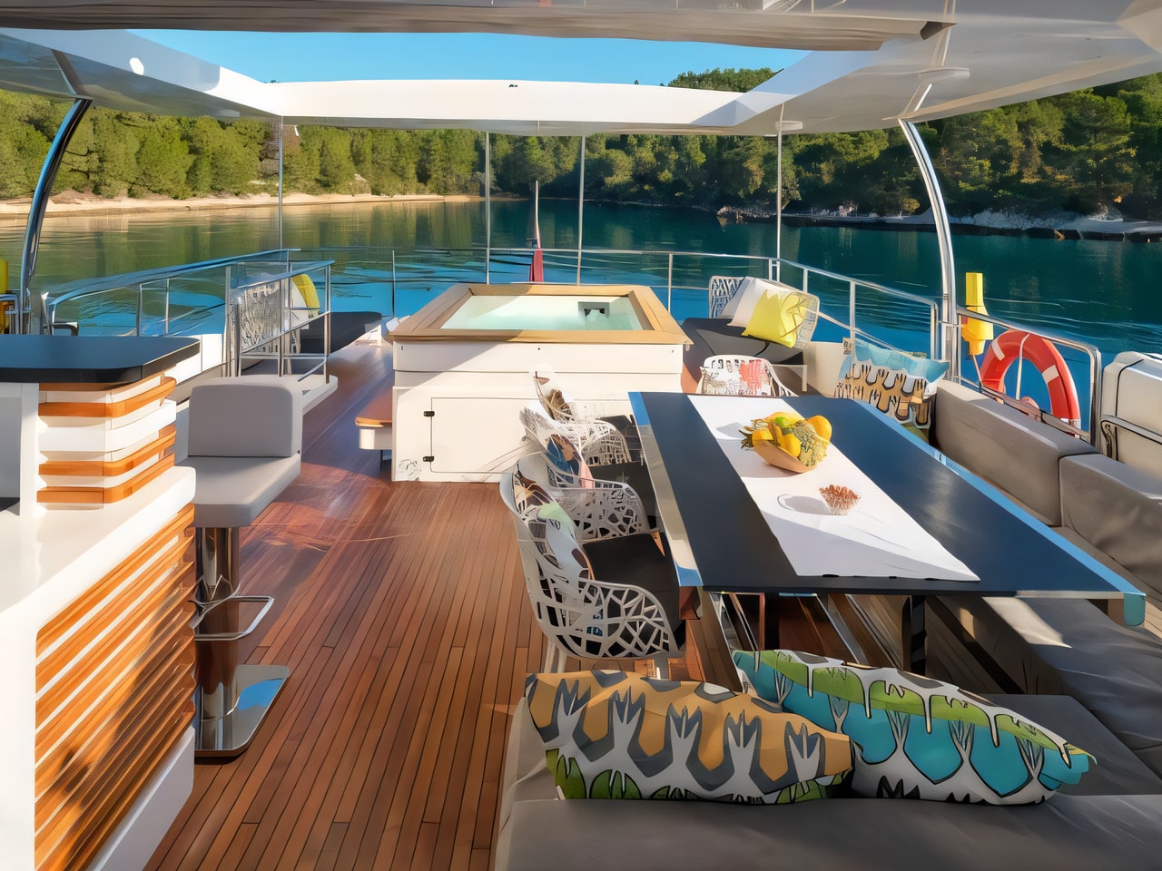 Layout of Delfino 93 motoryacht with 5 cabins Croatia yacht charter
