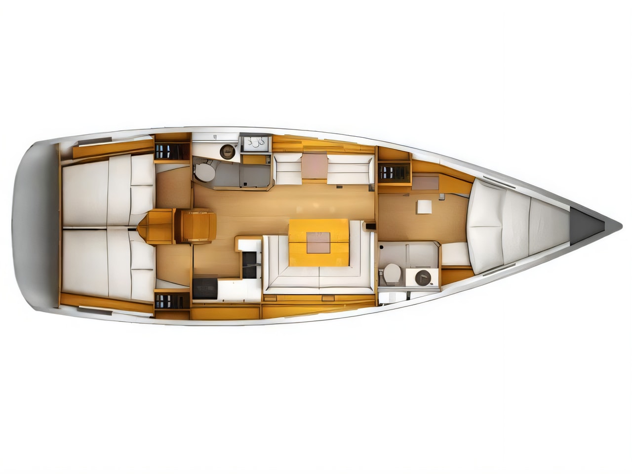 Interior of Sun Odyssey 439 sail boat with 3 cabins Croatia yacht charter