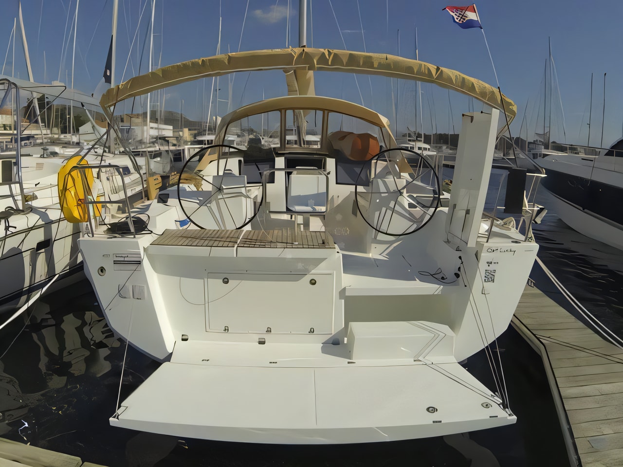 Exterior overview of Dufour 460 sail boat for charter from SCT Marina Trogir in the Split sailing area Croatia