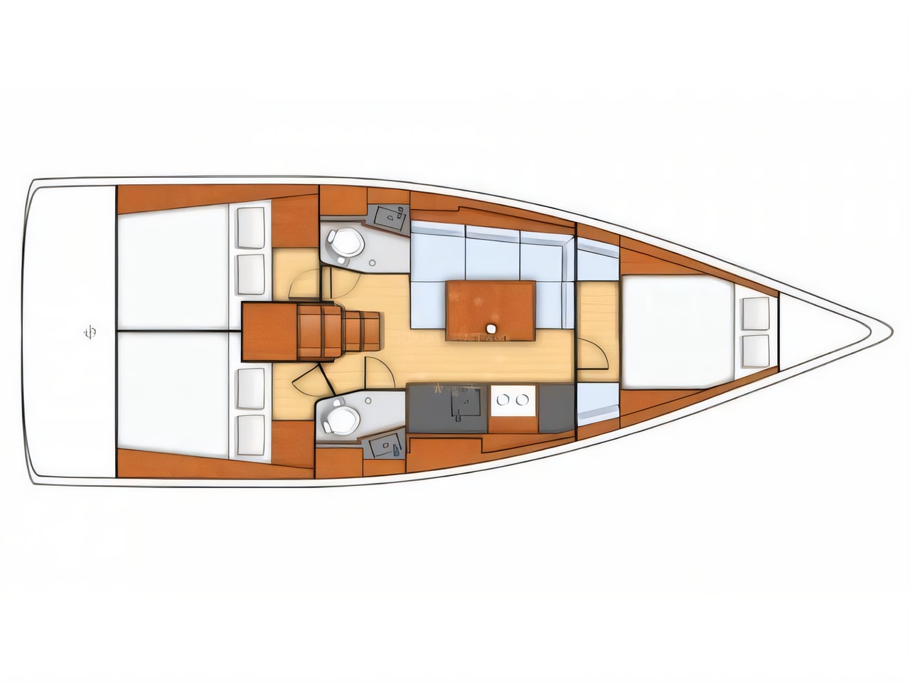 Interior of Oceanis 38.1 sail boat with 3 cabins Croatia yacht charter